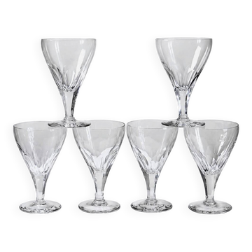 Antique service of 6 cut crystal glasses attributed to Moser, Bohemia.
