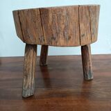 Brutalist tripod coffee table in solid wood.