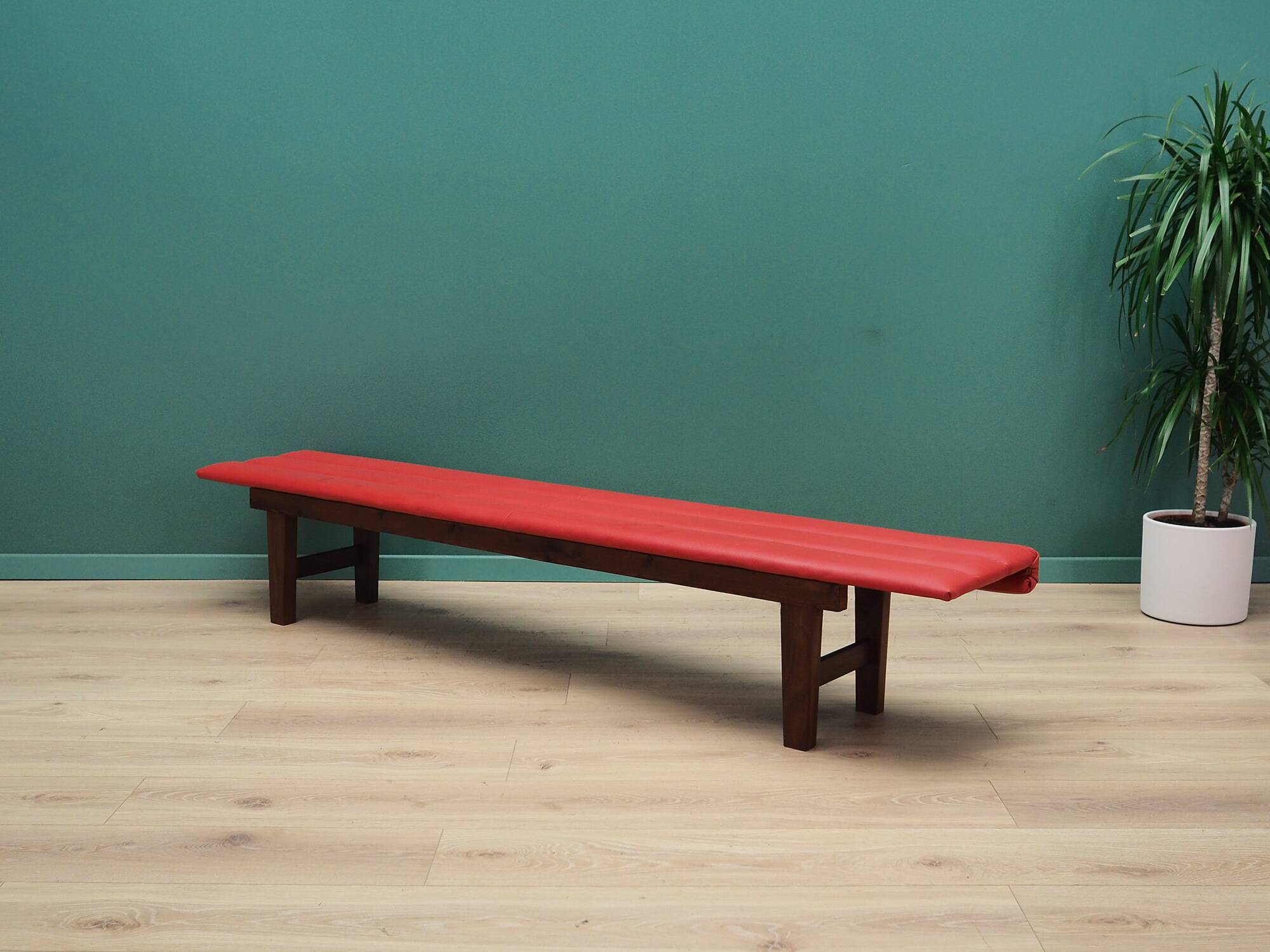 Red eco leather bench, Danish design, 1990s, production: Denmark