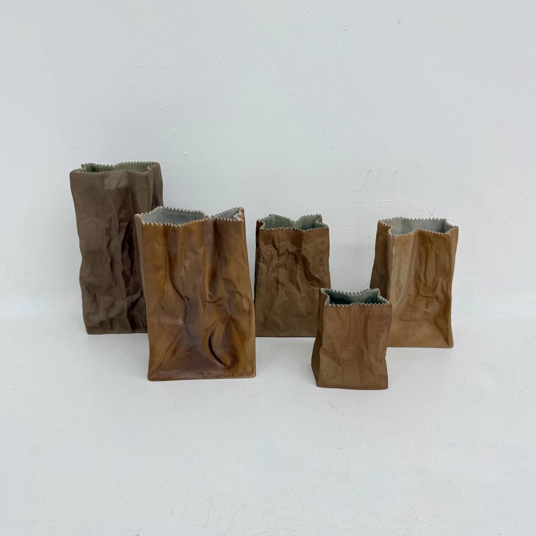 Set of 6 Rosenthal paper bag vases by Tapio Wirkkala, 1970s