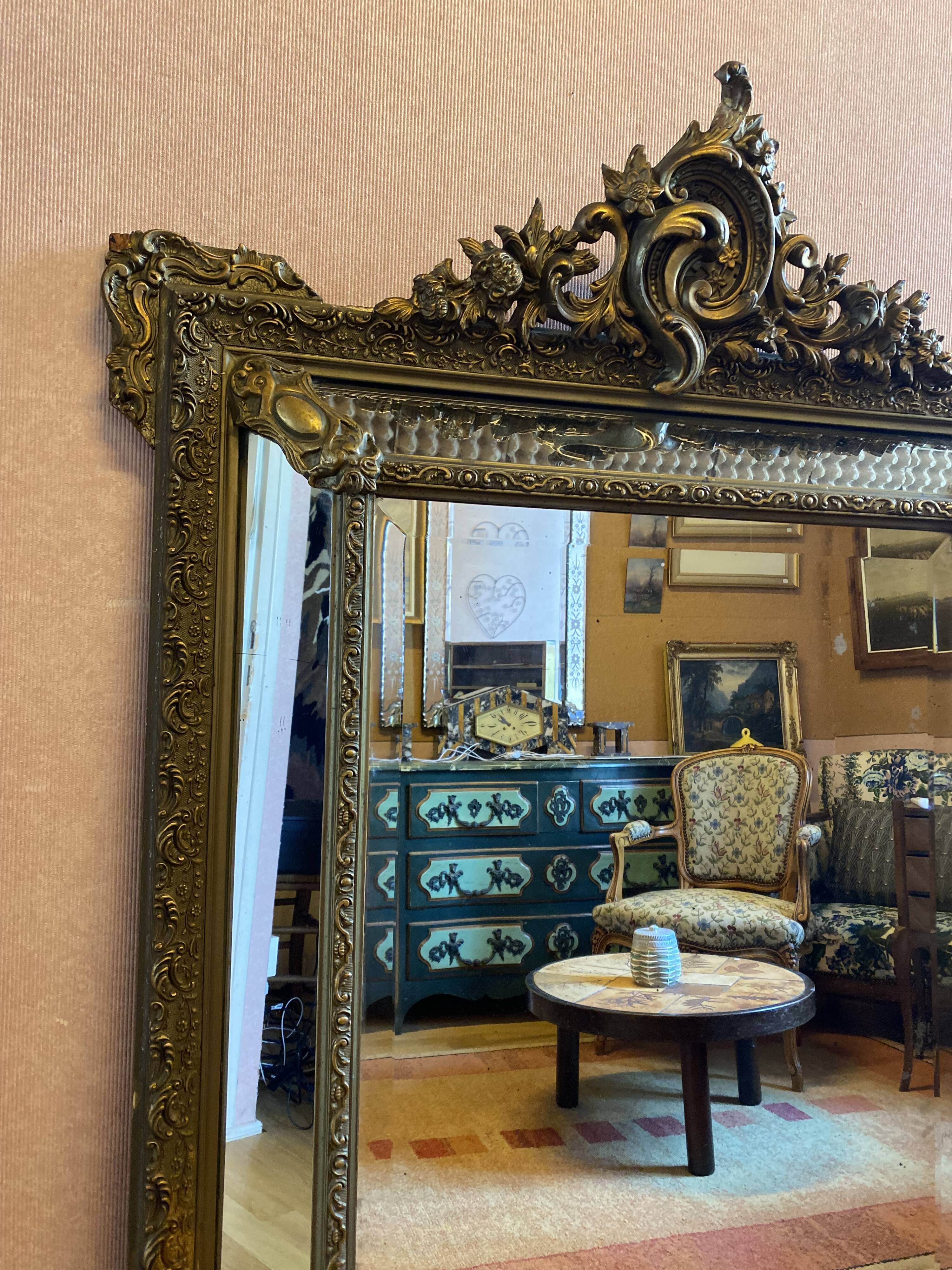 Bevelled mirror with gilded stucco parclose, from the Napoleon III period