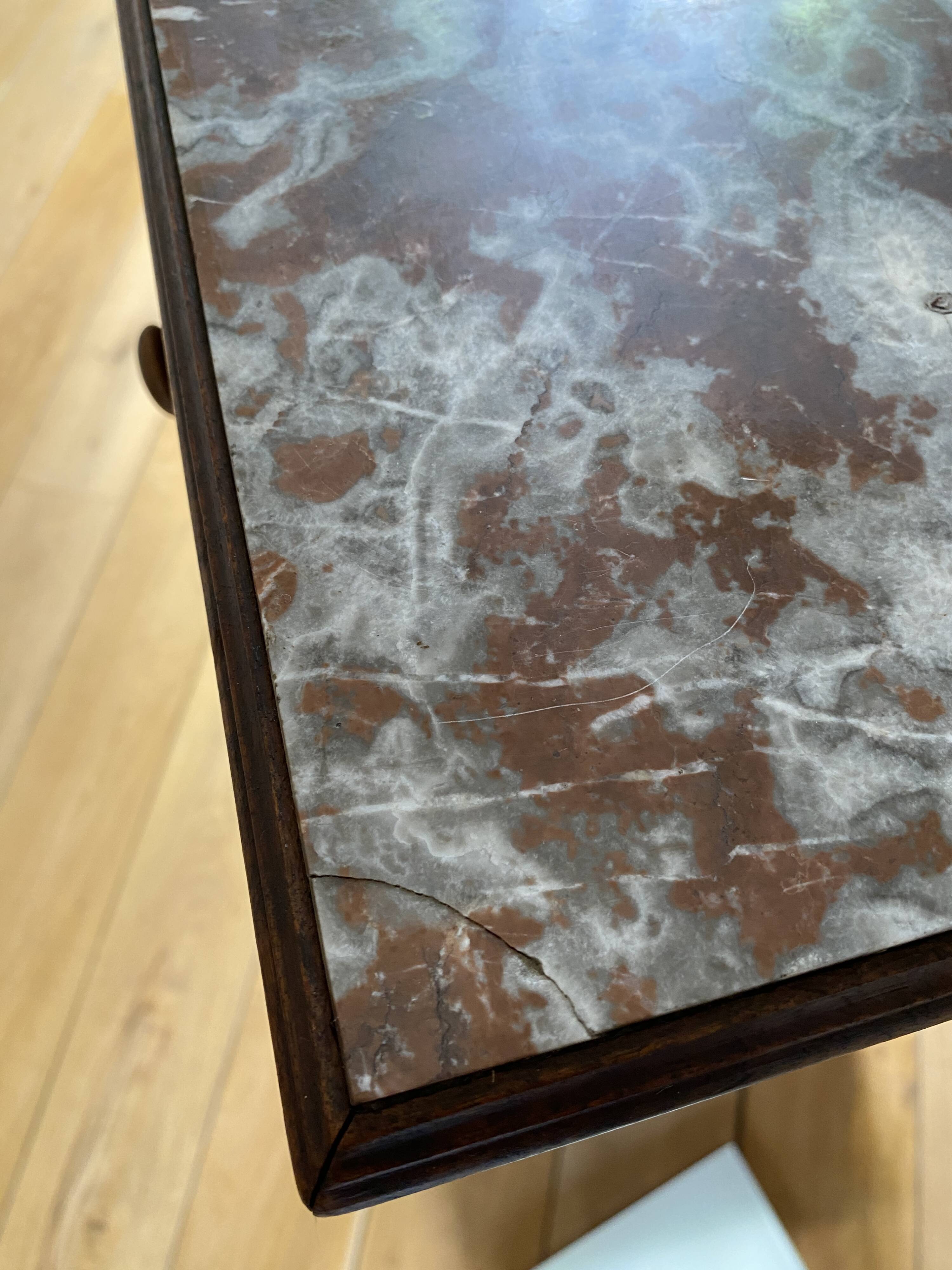 Table de chevet ancienne avec marbre, meuble d'appoint