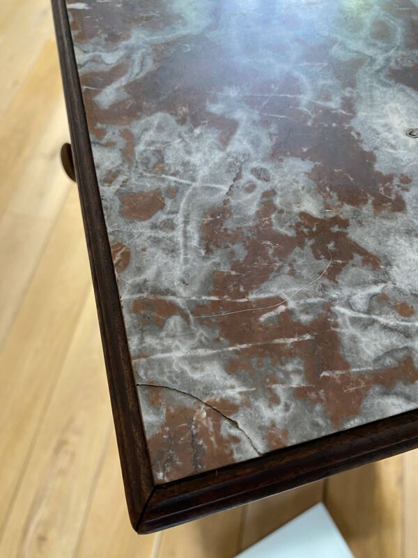 Table de chevet ancienne avec marbre, meuble d'appoint