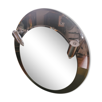 Miroir fumé rond vintage avec appliques 67cm