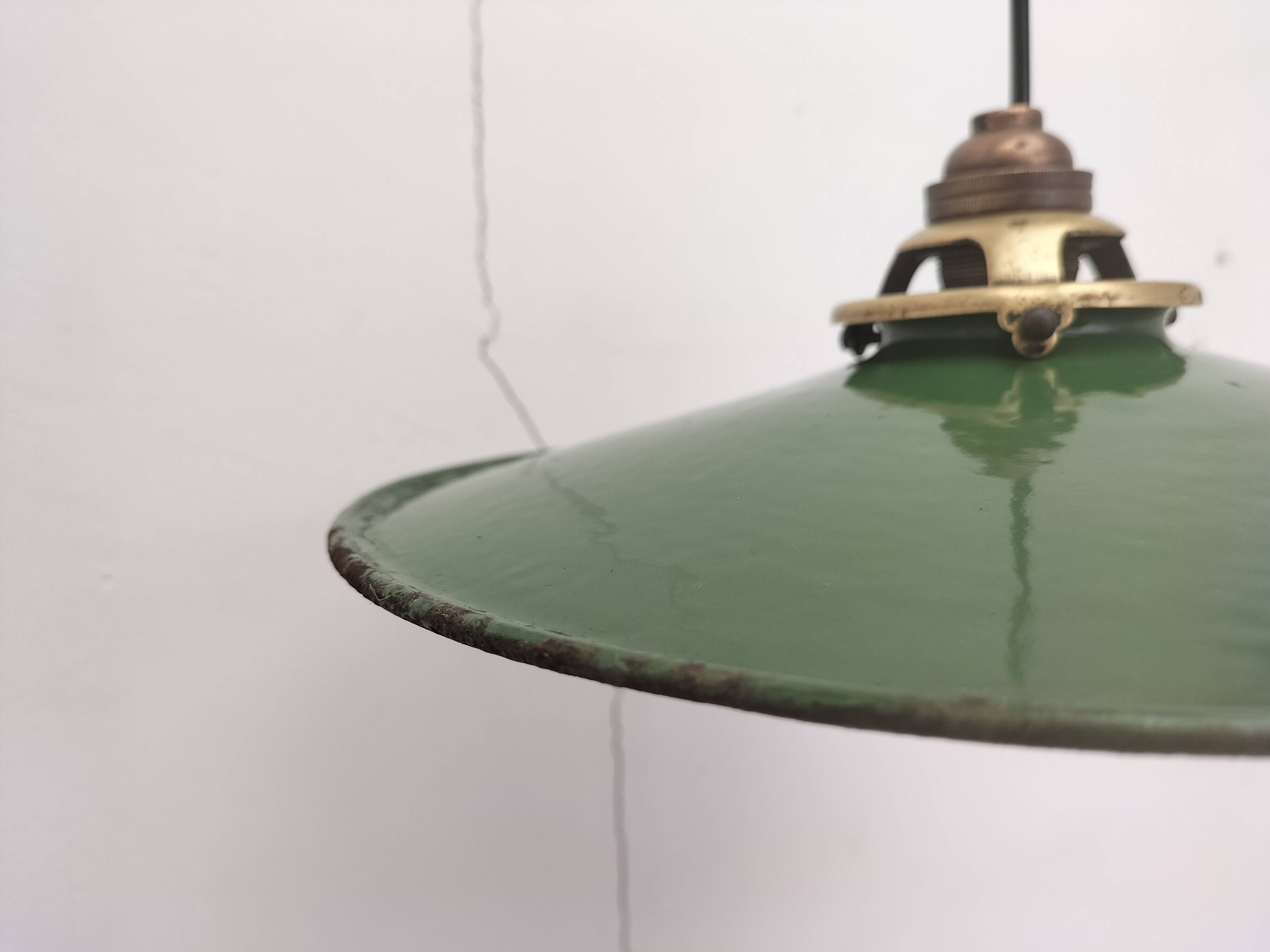 Enameled sheet metal pendant lights