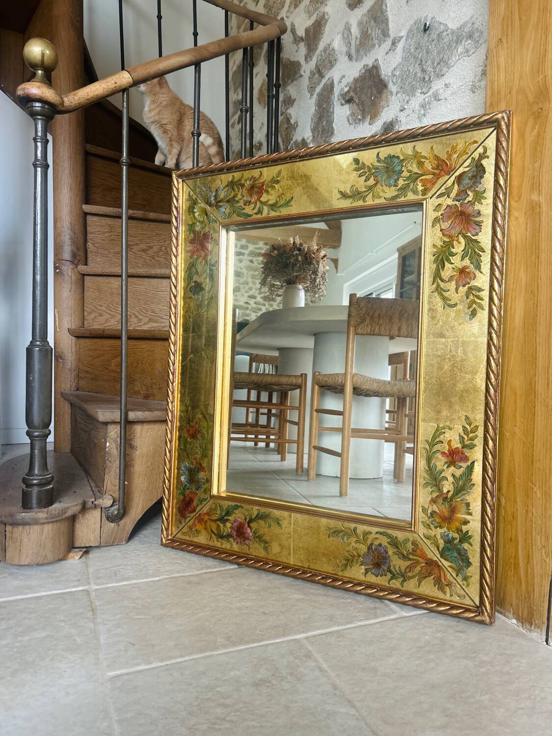 Italian mirror painting under glass