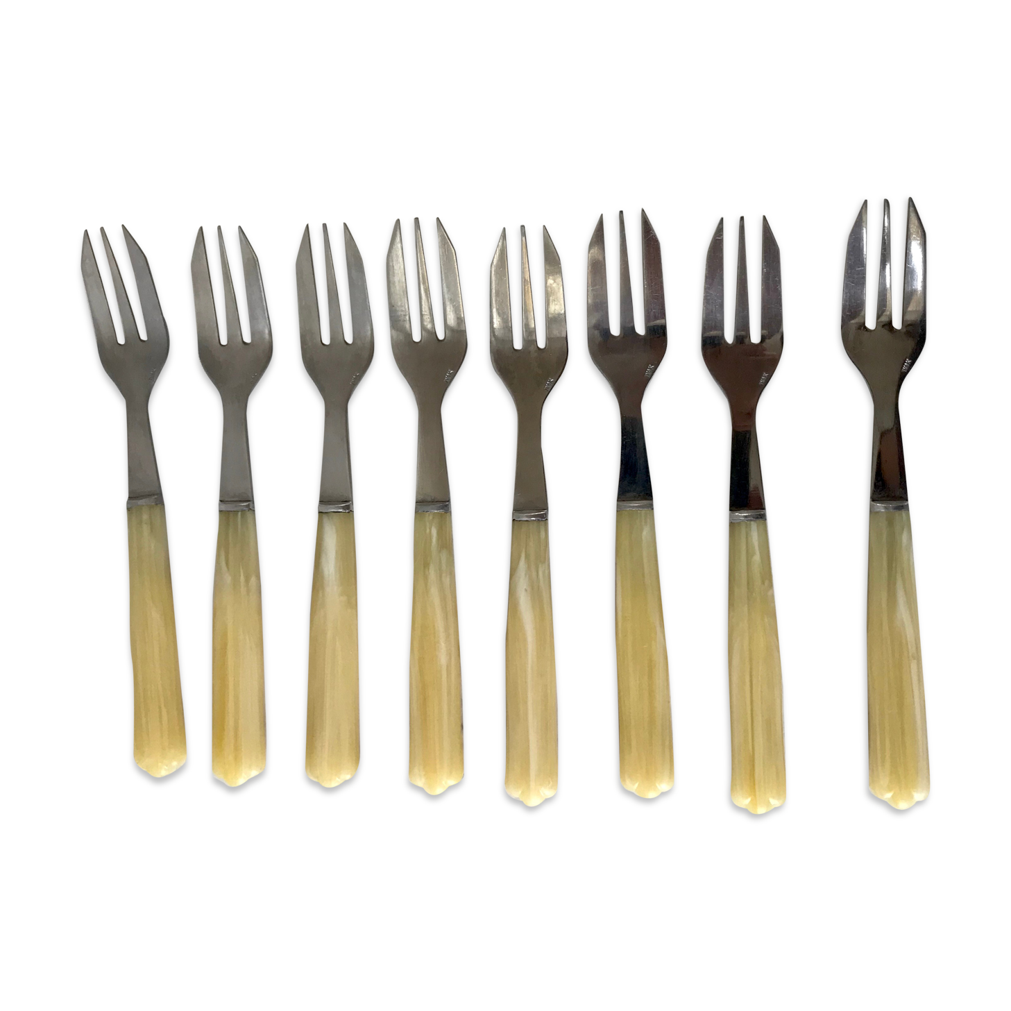Set of 8 forks with horn dessert 60s
