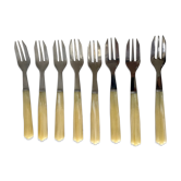 Set of 8 forks with horn dessert 60s