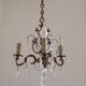 Chandelier en cage en bronze et cristal à 3 lumières Acanthus Art Nouveau français