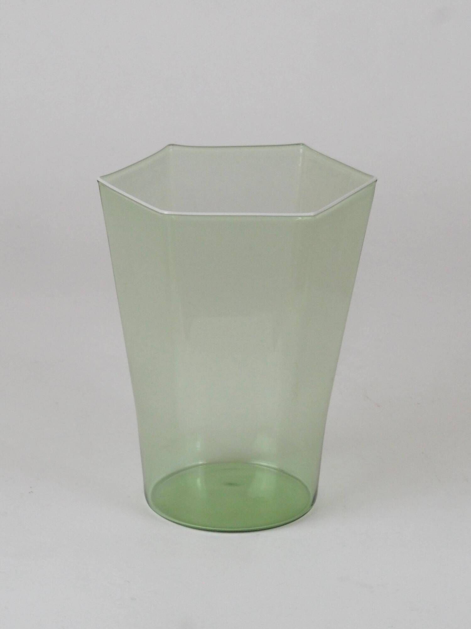 Set of six hexagonal Murano glass glasses handmade by Carlo Scarpa.