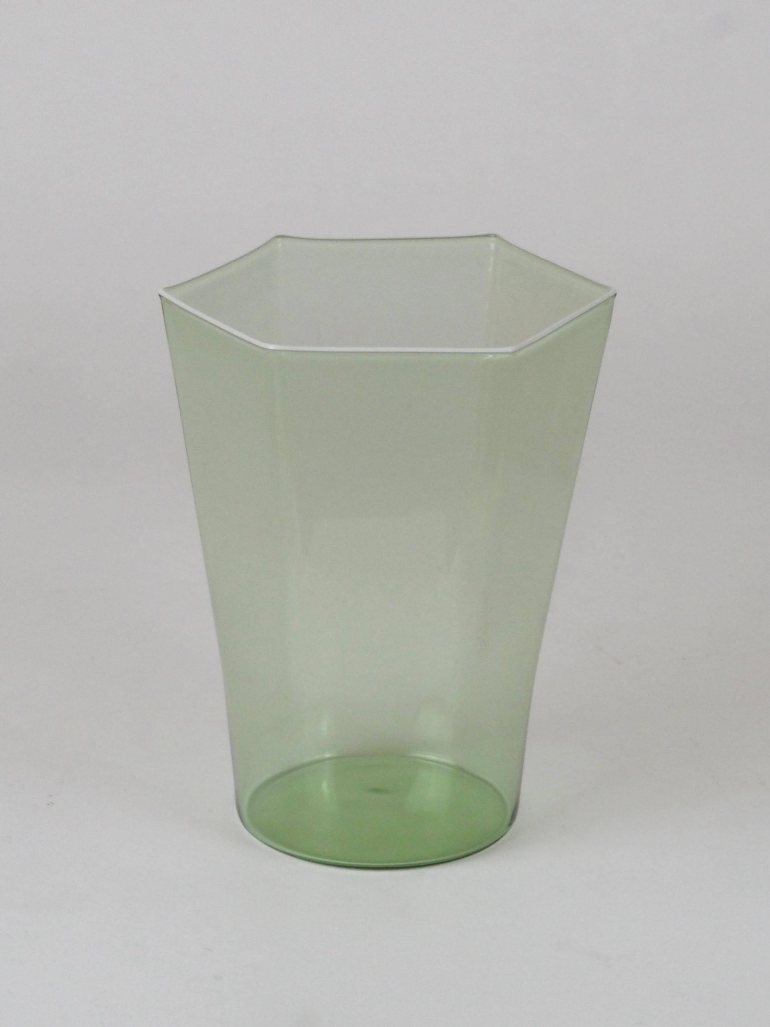 Set of six hexagonal Murano glass glasses handmade by Carlo Scarpa.