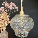 Vintage molded glass globe pendant light