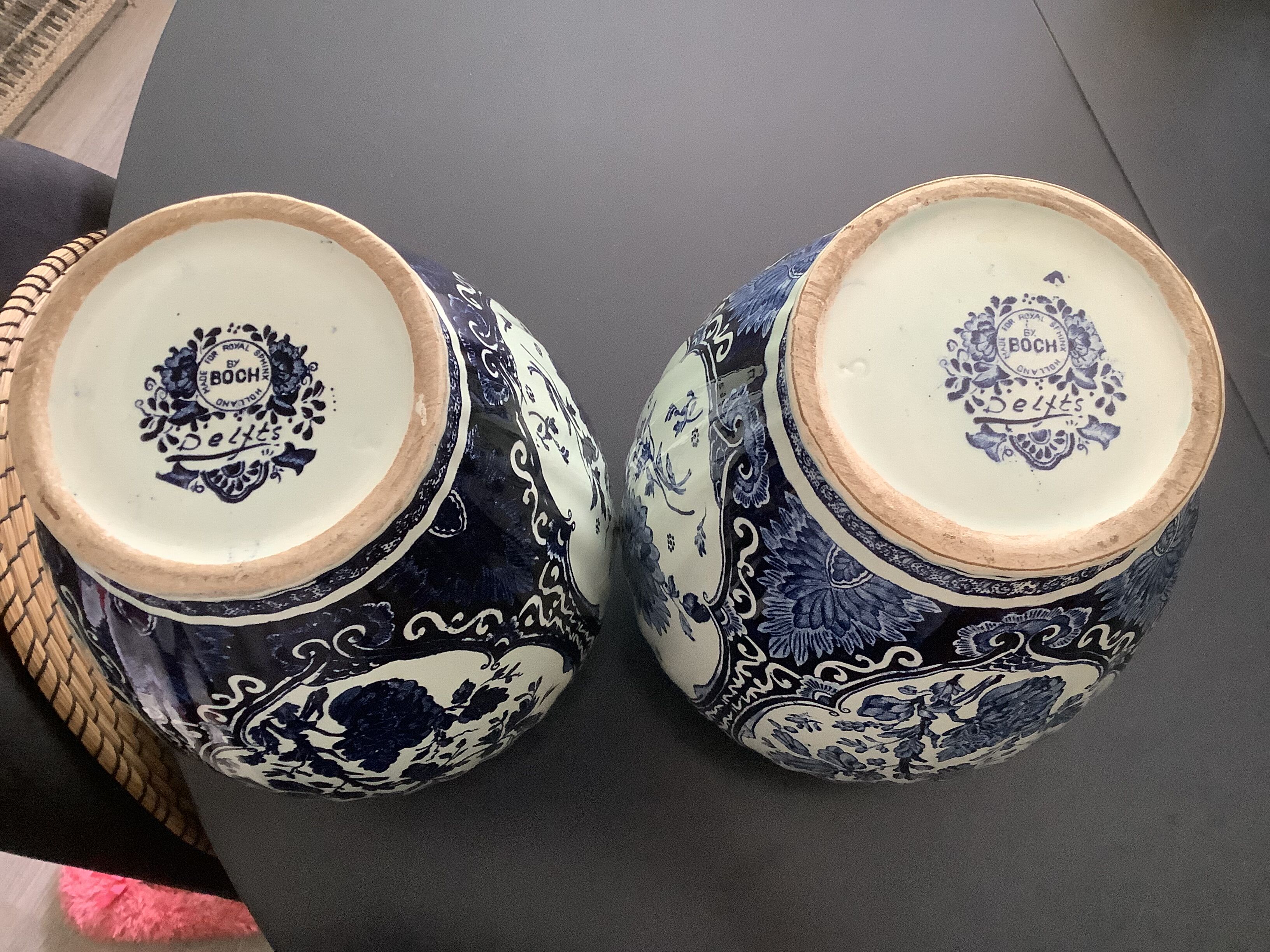 Pair potiches delfts by boch