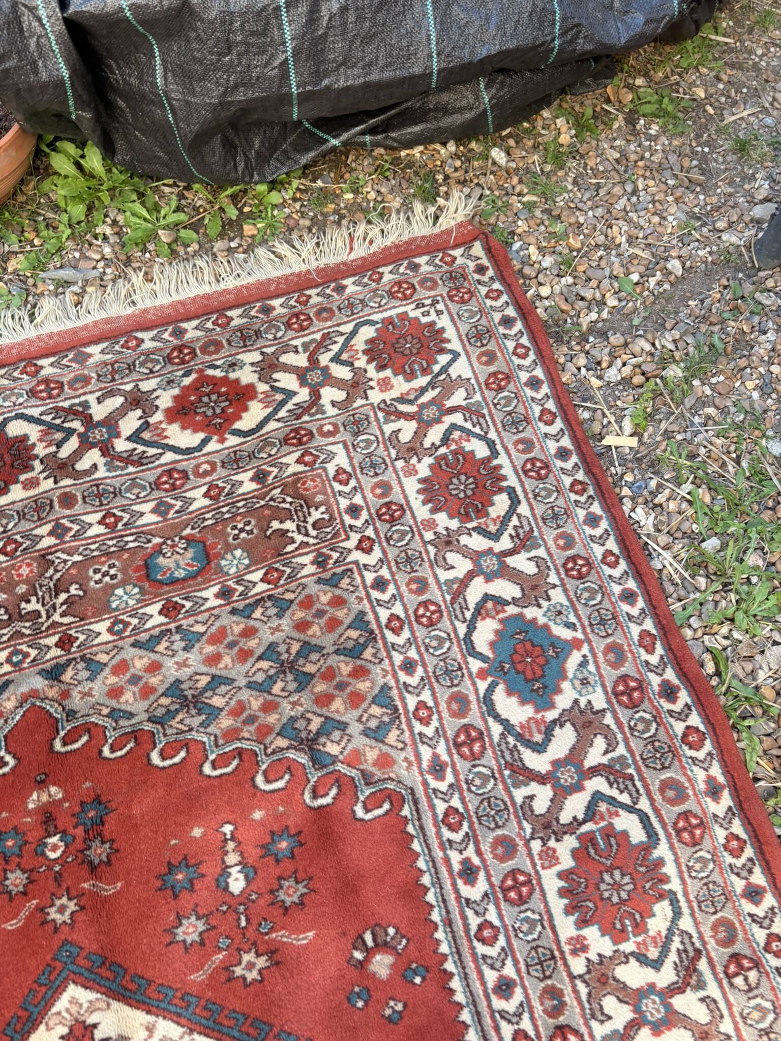 Anatolian Carpet Hand-Knotted Wool Turkey 200x170 Antique Vintage Oriental Red