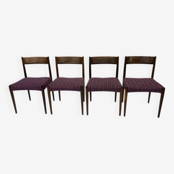 Ensemble vintage de quatre chaises de salle à manger en palissandre, design des années 70