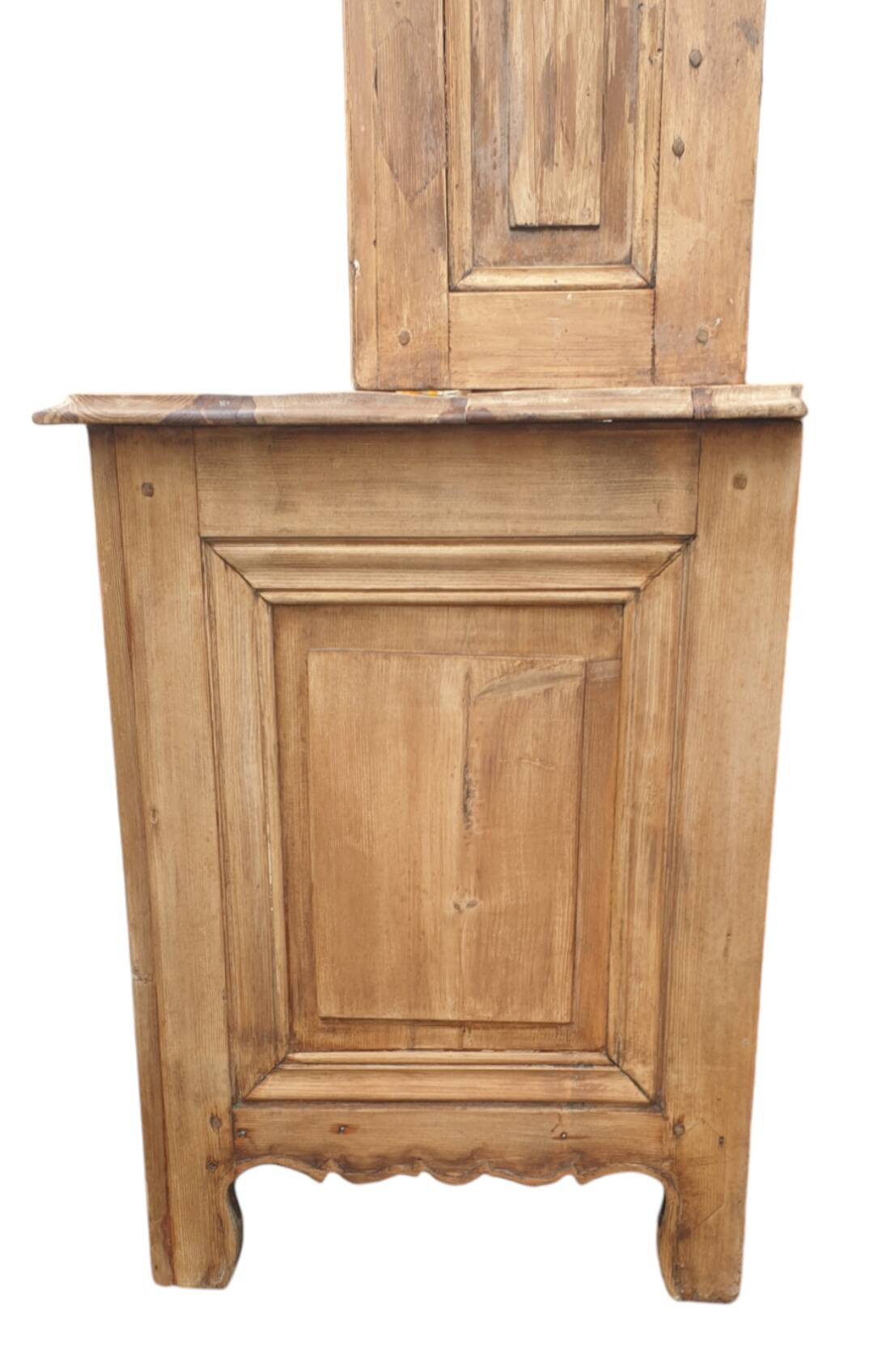 Natural wood bookcase with 3 doors and shelves