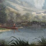 19th century Italian painting, lake scene