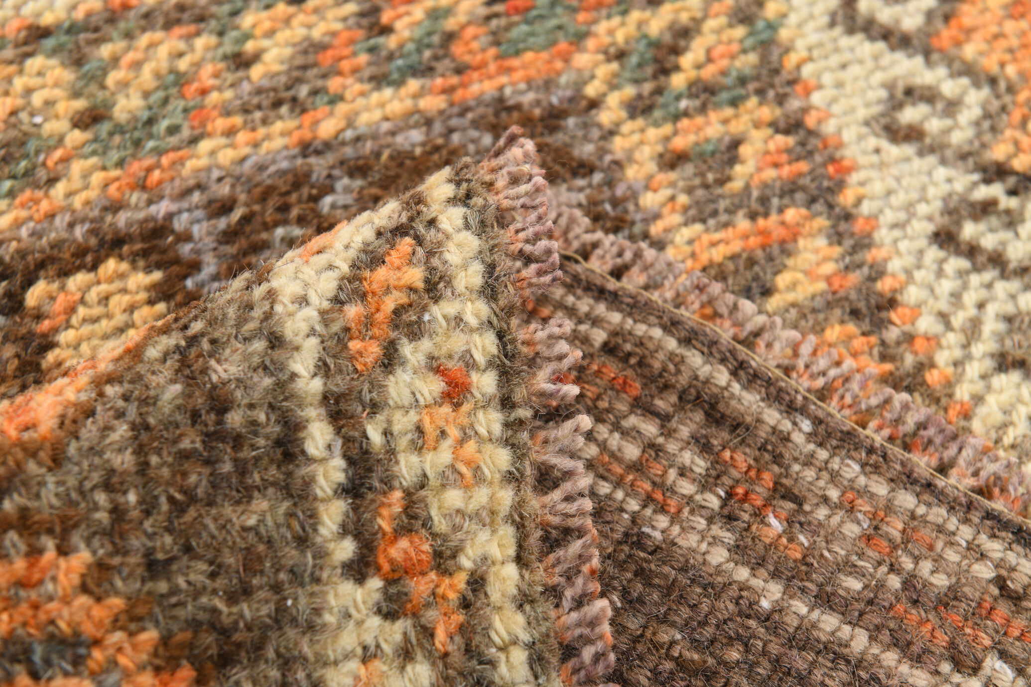 5x11 orange and brown vintage tapis rug, 352x162cm