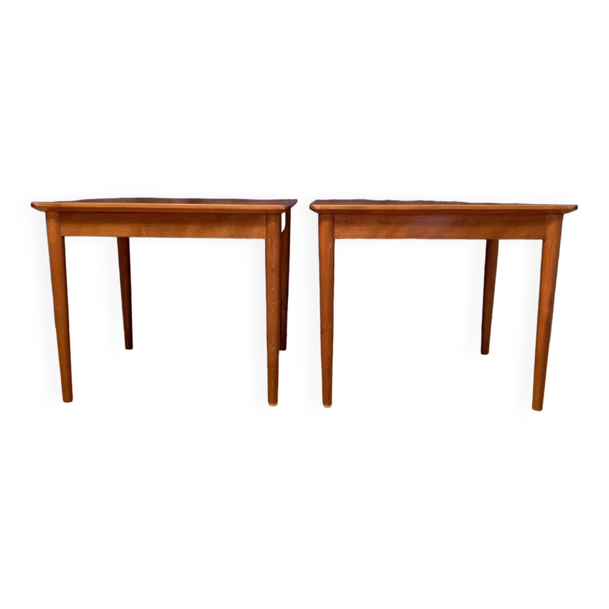 Pair of mahogany side tables, Denmark, 1950s.