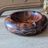 Artisanal ashtray in solid olive tree