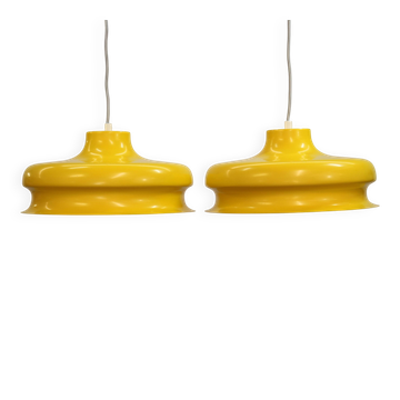 Suspensios jaunes au design danois fabriquées par Teknika, années 1970 *** Danemark