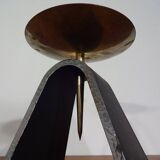 Brutalist Iron and Brass Candleholder, 1960s