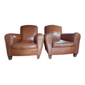 2 Fauteuils club en cuir