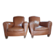 2 leather club armchairs
