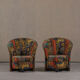 Postmodern abstract upholstery armchairs, Germany 1980s set of 2