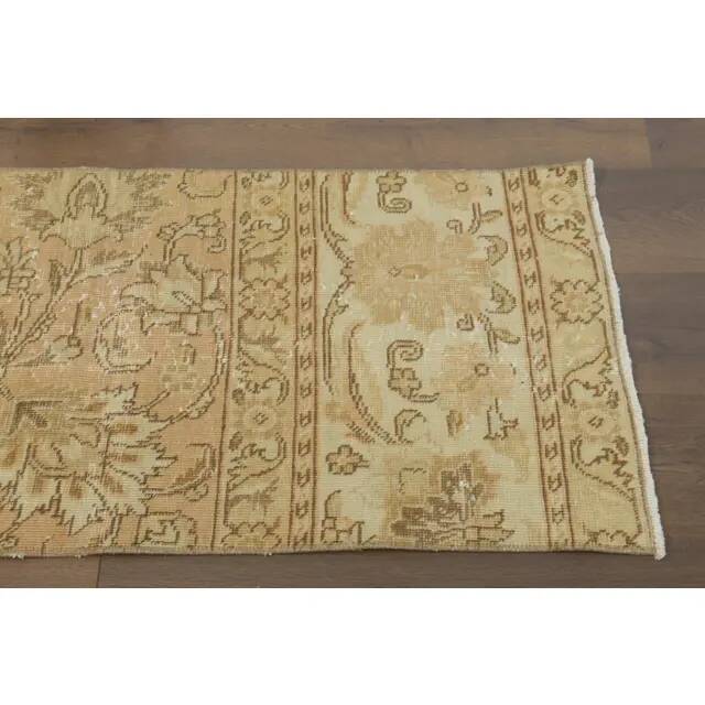 1970s Vintage Turkish Hand-Knotted Wool Cotton Orange Runner Rug 60x388