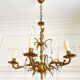 Élégant lustre vintage en bronze avec pampilles Murano bleu saphir – 5