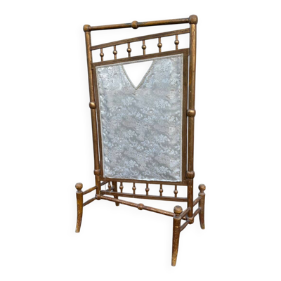 Pare-feu ancien en bois doré – tissu japonisant