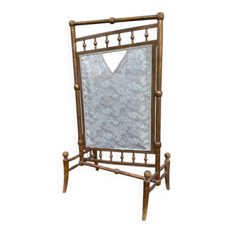 Antique gilded wooden fire screen – Japanese-style fabric