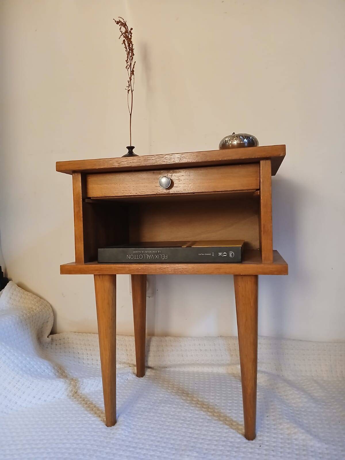 1960s oak bedside table