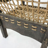 Solid oak and rope lounge chair, The Netherlands 1960's