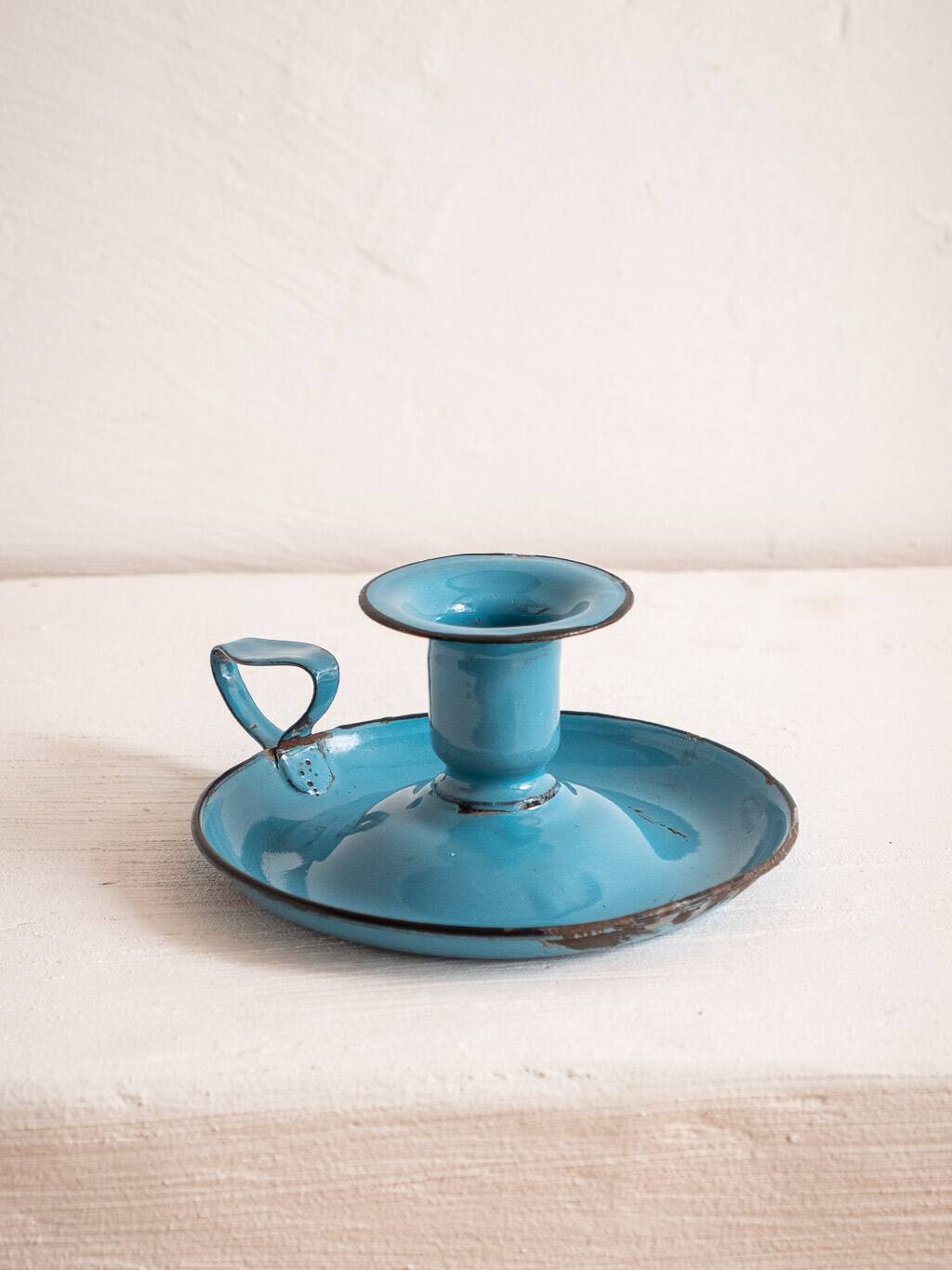 blue metal candle holder