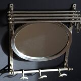 Antique Metal Train Coat Rack with Mirror French Luggage Rack