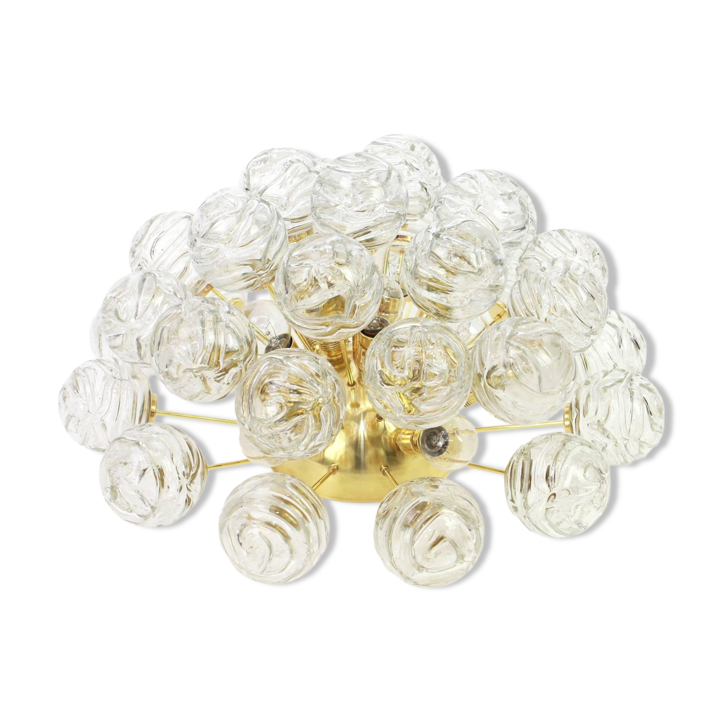 spectacular Sputnik ceiling lights with glass snowballs by Doria, Germany, 1970s.