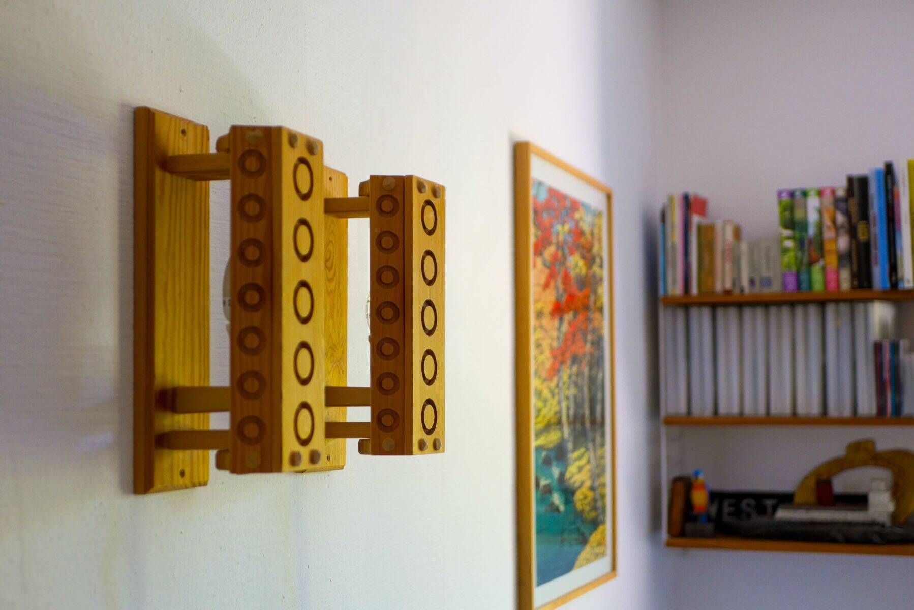 Mid-century modern pine wall sconces from Vemdalia, Sweden, 1975, set of 2