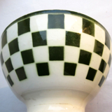 Old Art Deco bowl, green checkerboard décor, Badonviller