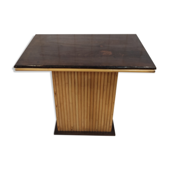 Table de bistrot vintage bambou et bois massif