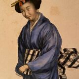 Color engraving XIXth Noble Lady of Japan