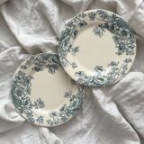 2 assiettes à dessert terre de fer « Anémones » Gien