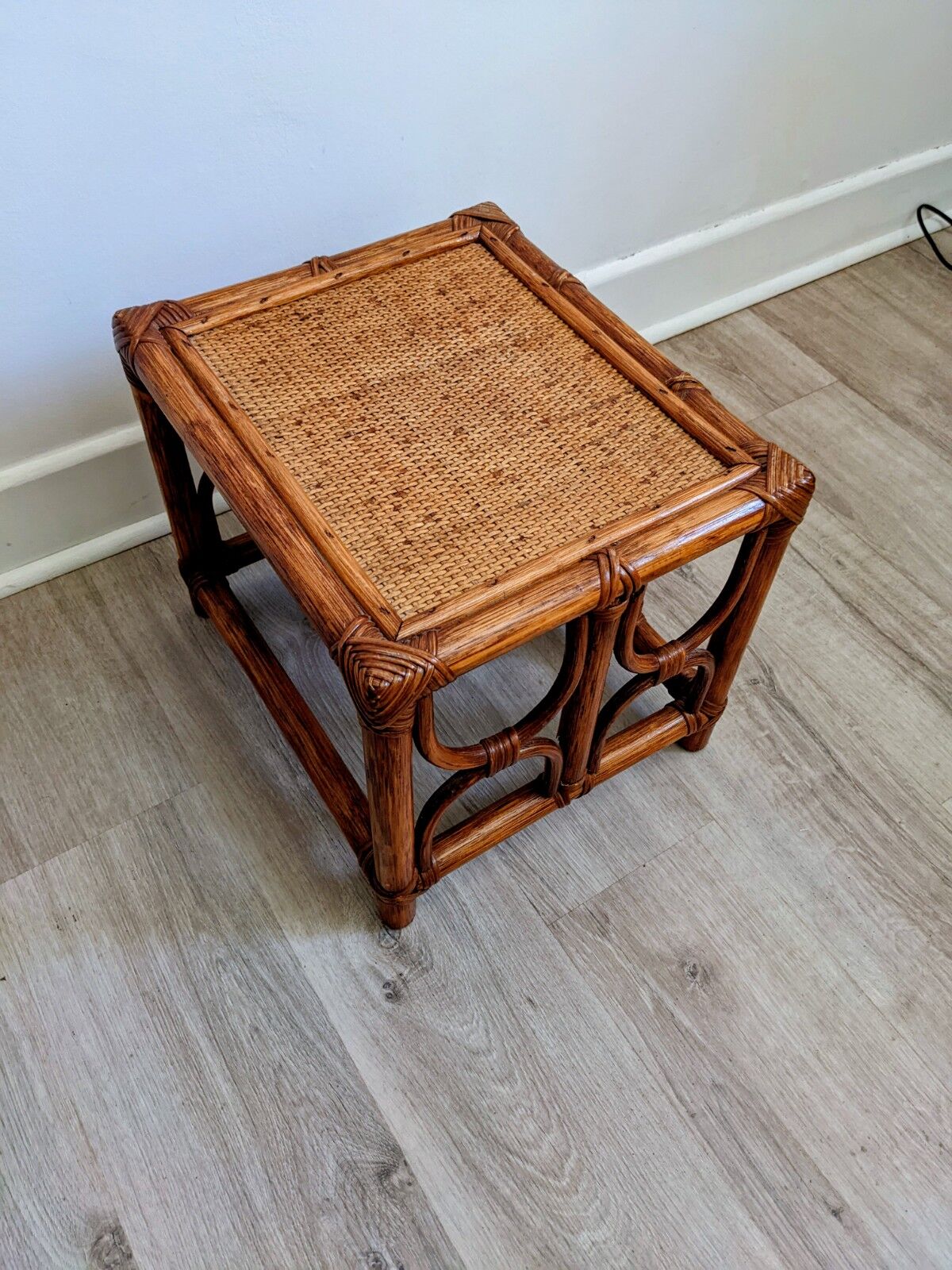 Caramel rattan side table