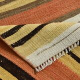 2x12 Warm Earth Tones Striped Lon Kilim Runner Rug, 65x366 Cm