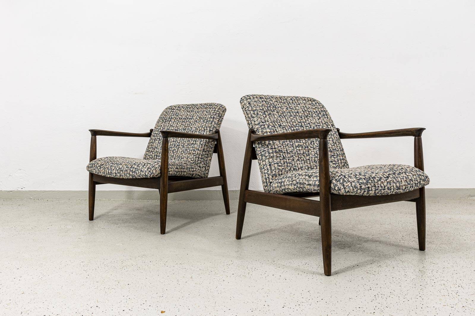 Pair of vintage armchairs GFM-64 by Edmund Homa, GFM, Poland, 1960s