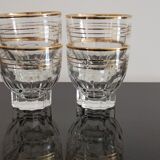 4 cups in transparent glass bordered gold