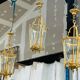 Louis XV style lantern suspension in gilded bronze and glass