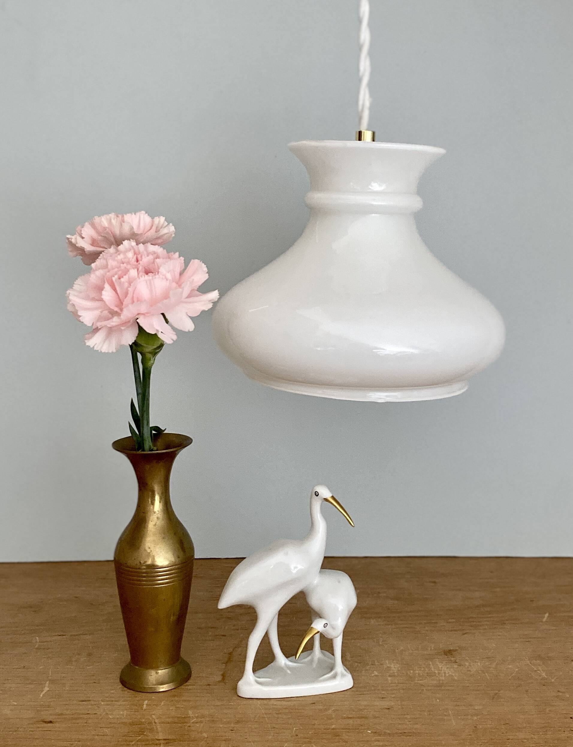 Vintage globe pendant light in white opaline