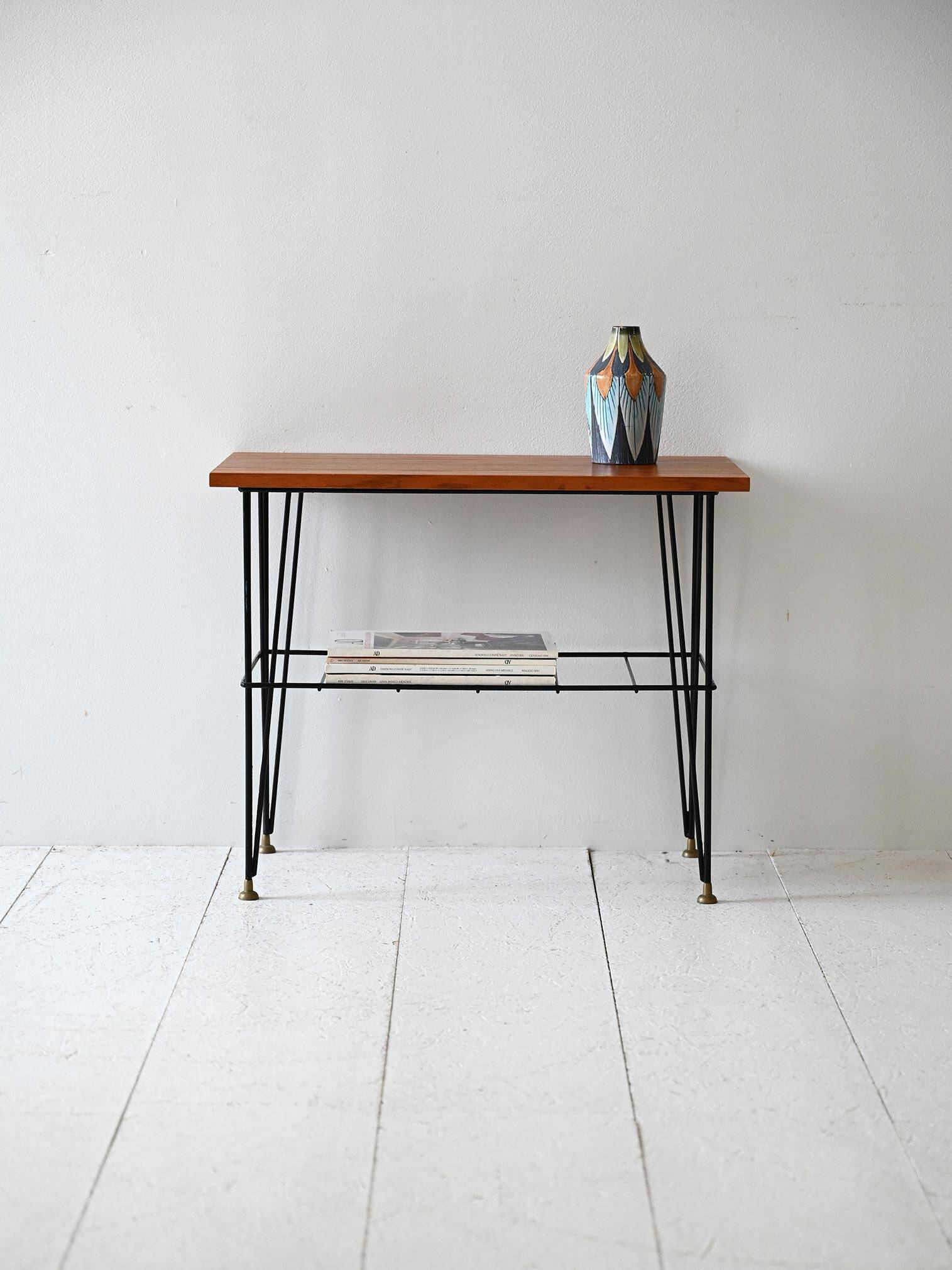 Vintage Scandinavian nightstand in wood and metal